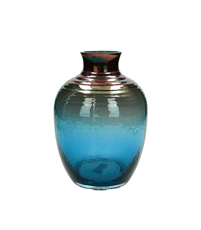 militie Melancholie Onze onderneming Glazen vaas blauw 18x18x25cm – The Project Styling, exclusieve online  woonboetiek